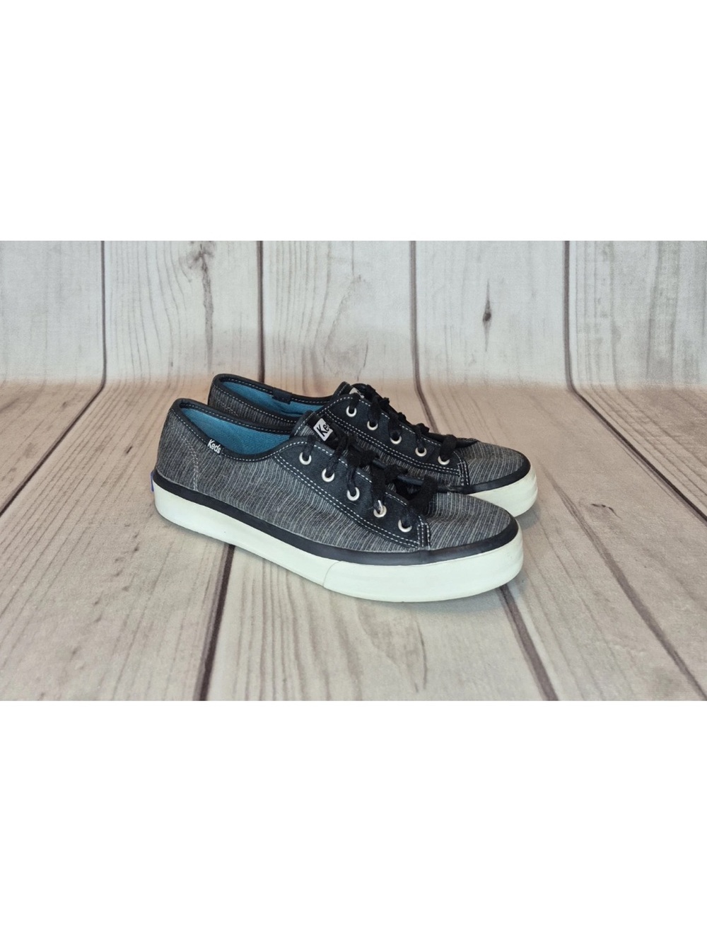 Keds Women's Size 7.5 Gray Black Canvas Classic Shoes Lace Up